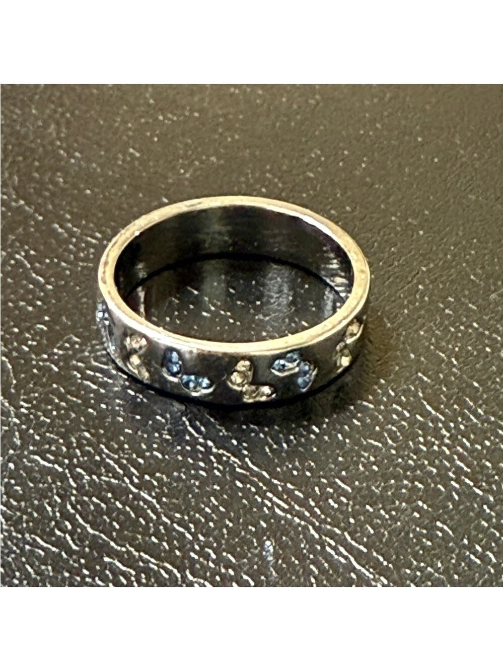 Ring Butterflies Silver Tone with Blue and Clear Crystals Size 10